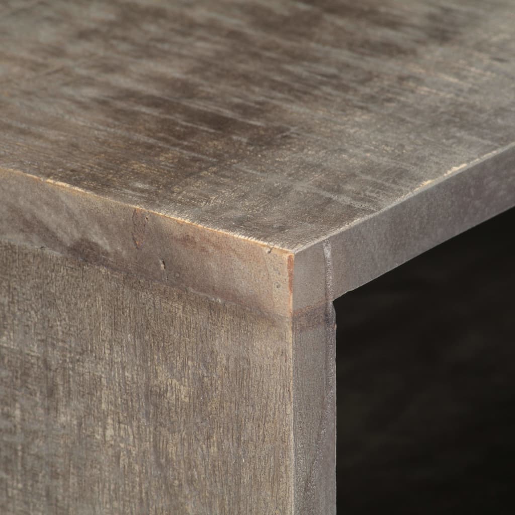Mobile TV Grigio 130x30x46 cm in Legno Massello di Mango Grezzo - homemem39