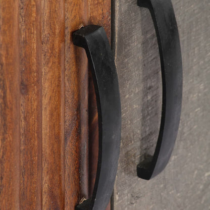 Mobile TV Grigio 130x30x46 cm in Legno Massello di Mango Grezzo - homemem39