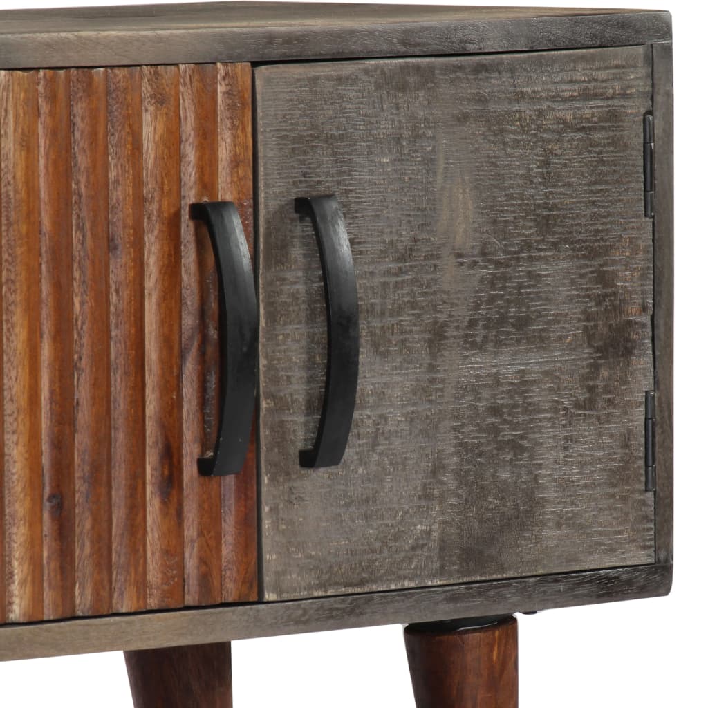Mobile TV Grigio 130x30x46 cm in Legno Massello di Mango Grezzo | homemem39