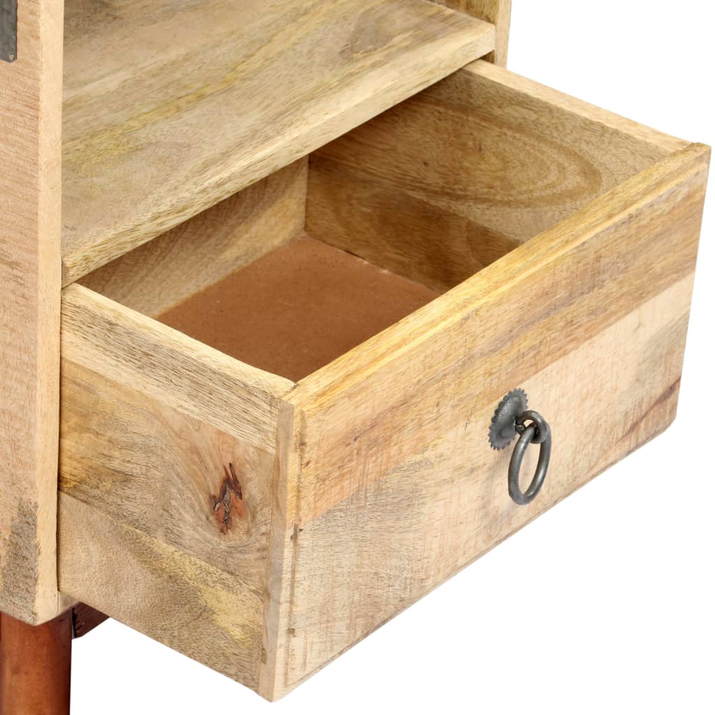 Comodino 40x30x52 cm in Legno Massello di Mango Grezzo - homemem39