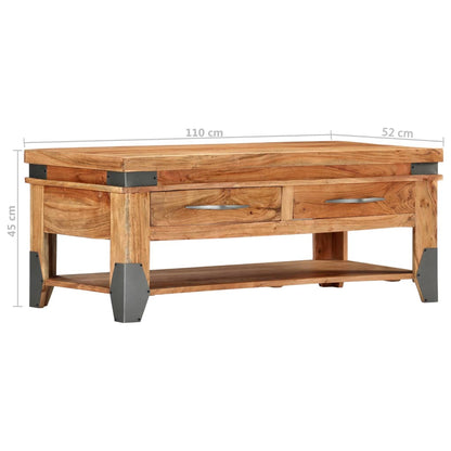 Tavolino da Caffè 110x52x45 cm in Legno Massello di Acacia