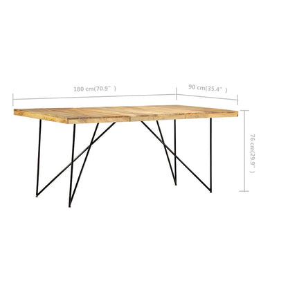 Tavolo da Pranzo 180x90x76 cm in Legno Massello di Mango