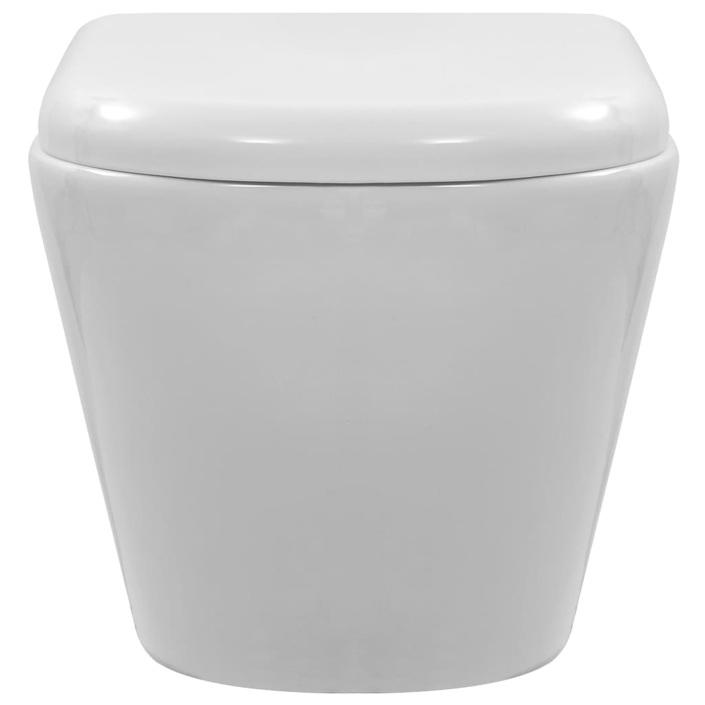 WC Sospeso con Design Senza Bordi in Ceramica Bianca - homemem39