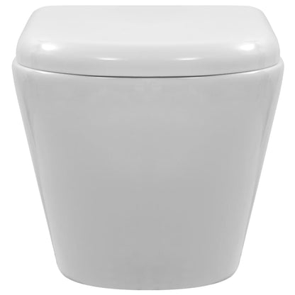 WC Sospeso con Design Senza Bordi in Ceramica Bianca - homemem39