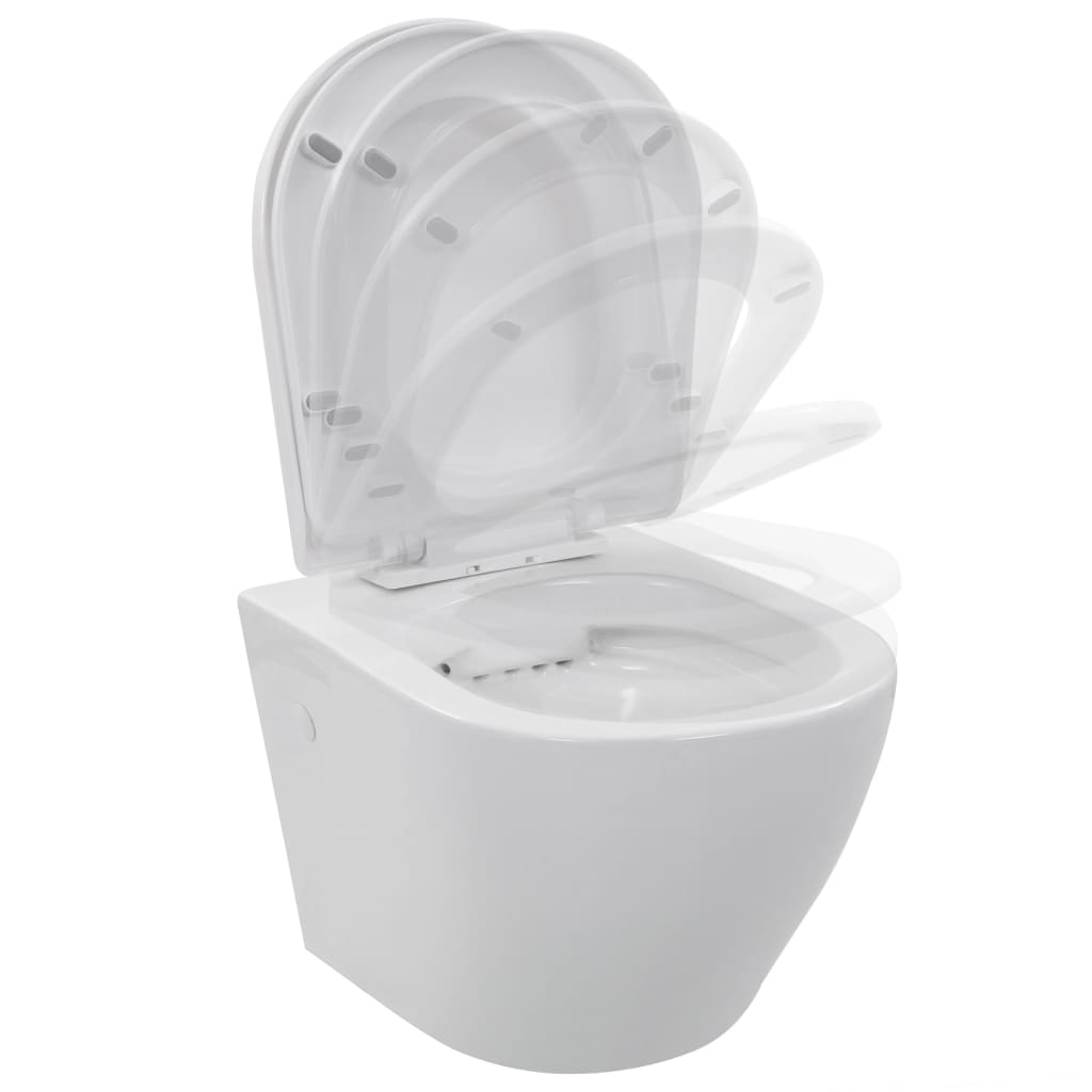WC Sospeso con Design Senza Bordi in Ceramica Bianca