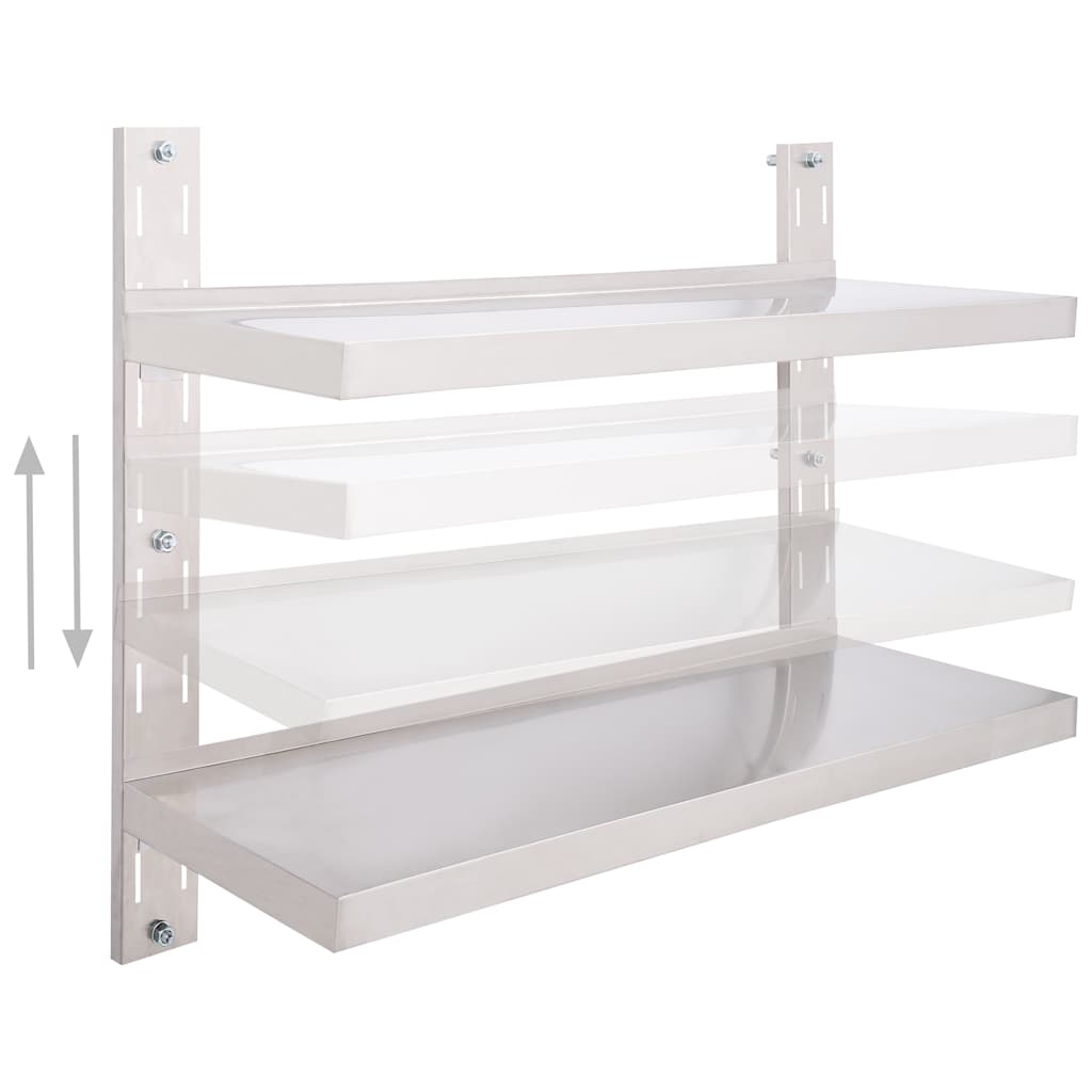Mensola a Sospensione a 2 Livelli in Acciaio Inox 100x30 cm | homemem39