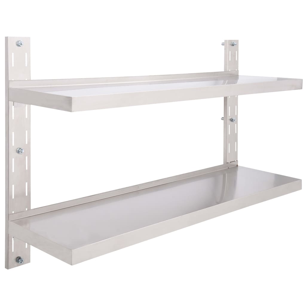 Mensola a Sospensione a 2 Livelli in Acciaio Inox 120x30 cm | homemem39