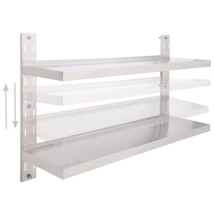 Mensola a Sospensione a 2 Livelli in Acciaio Inox 120x30 cm | homemem39
