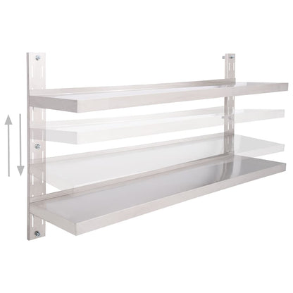 Mensola a Sospensione a 2 Livelli in Acciaio Inox 150x30 cm