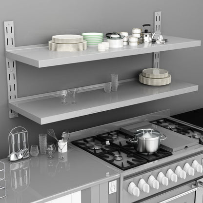 Mensola a Sospensione a 2 Livelli in Acciaio Inox 150x30 cm | homemem39