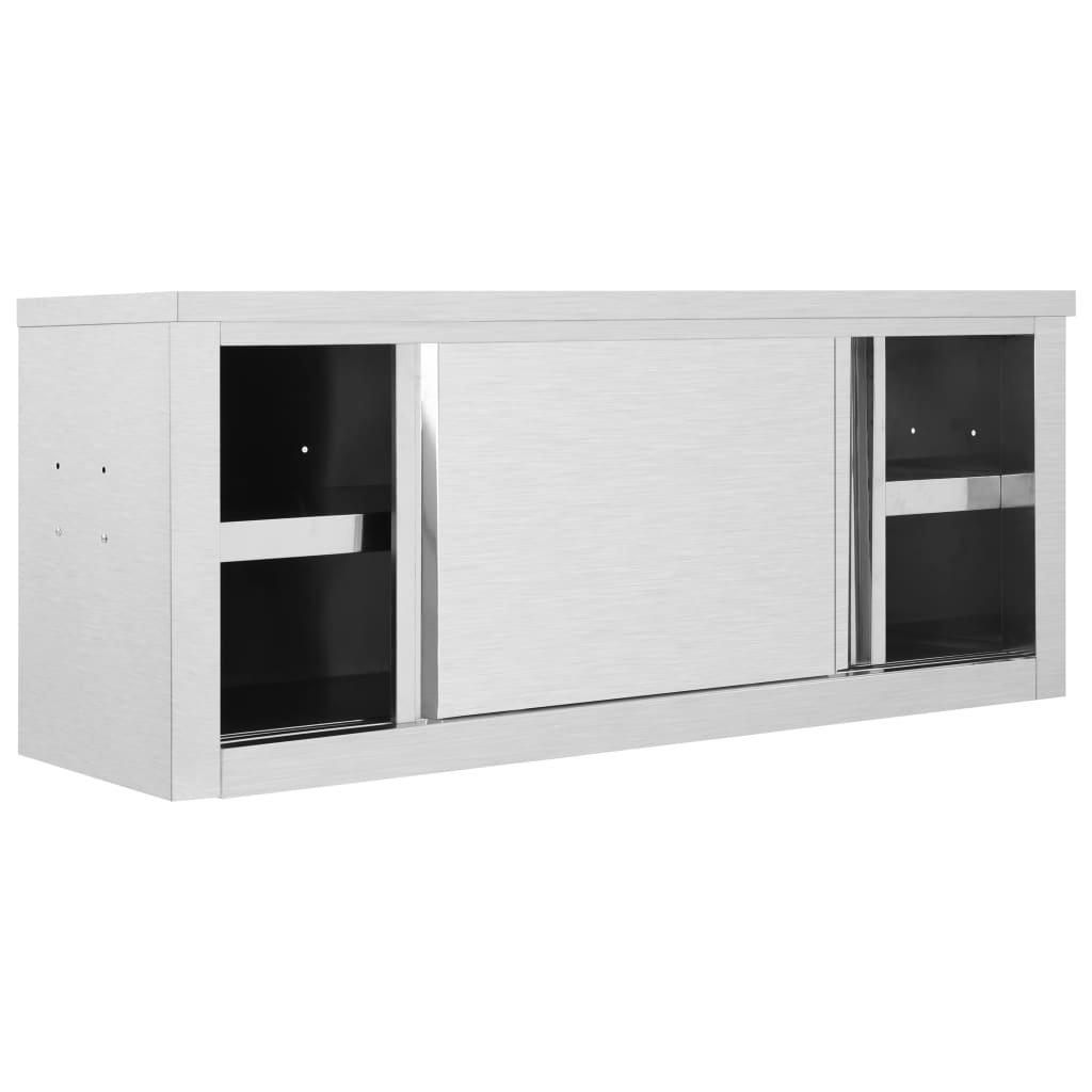 Armadio da Cucina ad Ante Scorrevoli 120x40x50cm Acciaio Inox