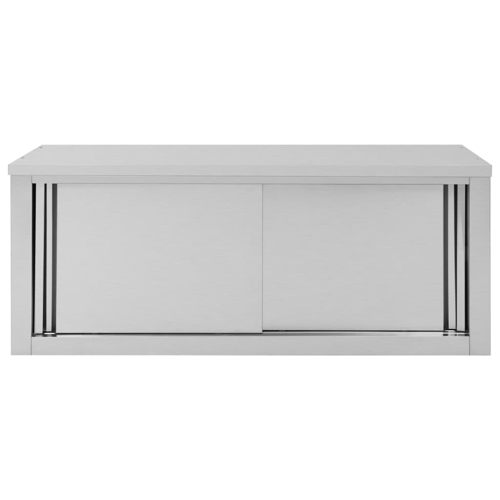 Armadio da Cucina ad Ante Scorrevoli 120x40x50cm Acciaio Inox