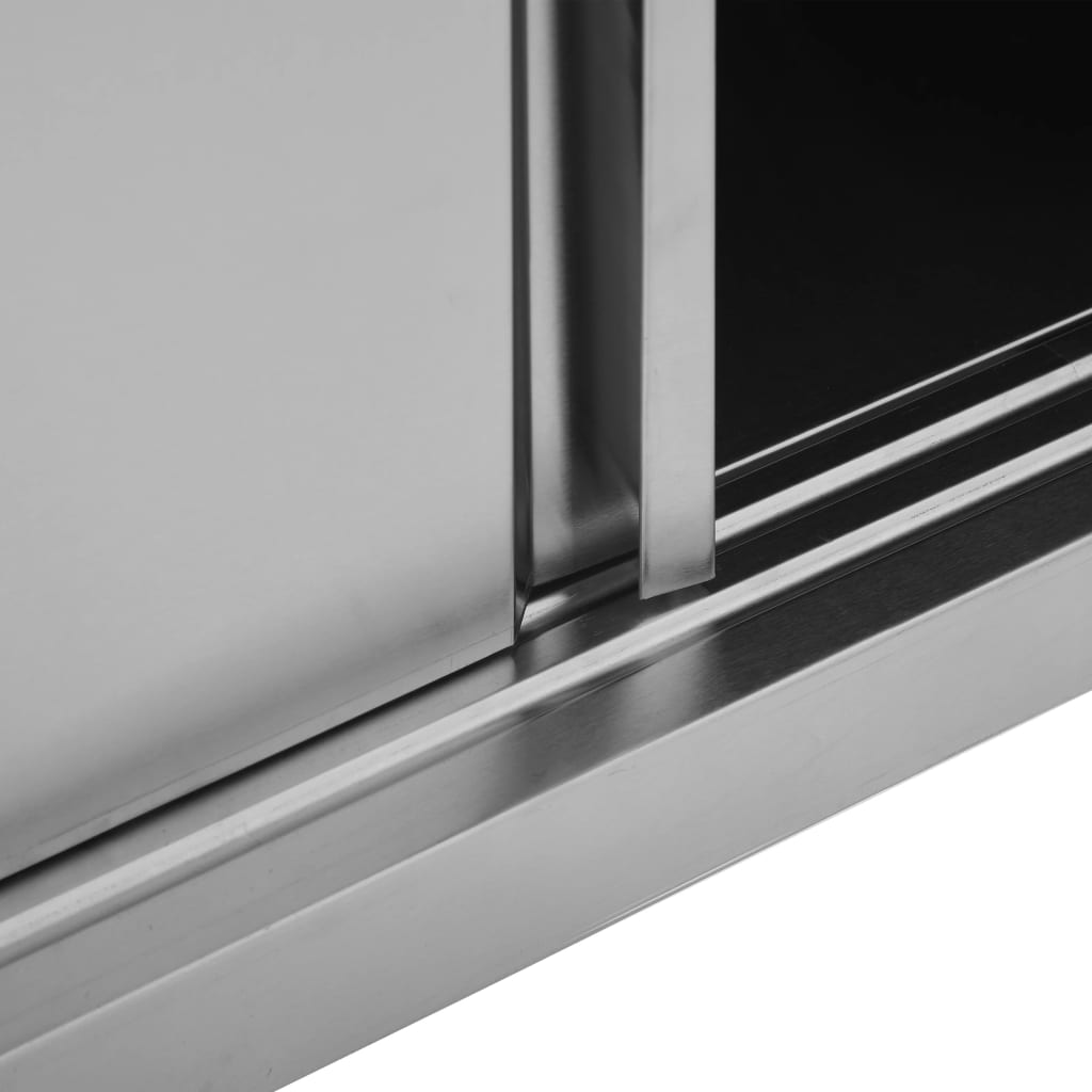 Armadio da Cucina ad Ante Scorrevoli 120x40x50cm Acciaio Inox