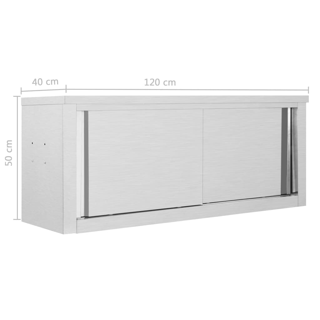 Armadio da Cucina ad Ante Scorrevoli 120x40x50cm Acciaio Inox