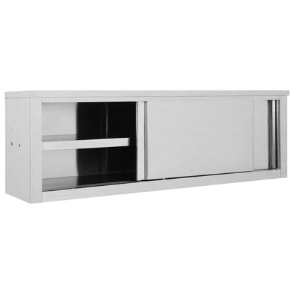 Armadio da Cucina ad Ante Scorrevoli 150x40x50cm Acciaio Inox