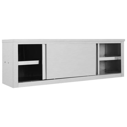 Armadio da Cucina ad Ante Scorrevoli 150x40x50cm Acciaio Inox