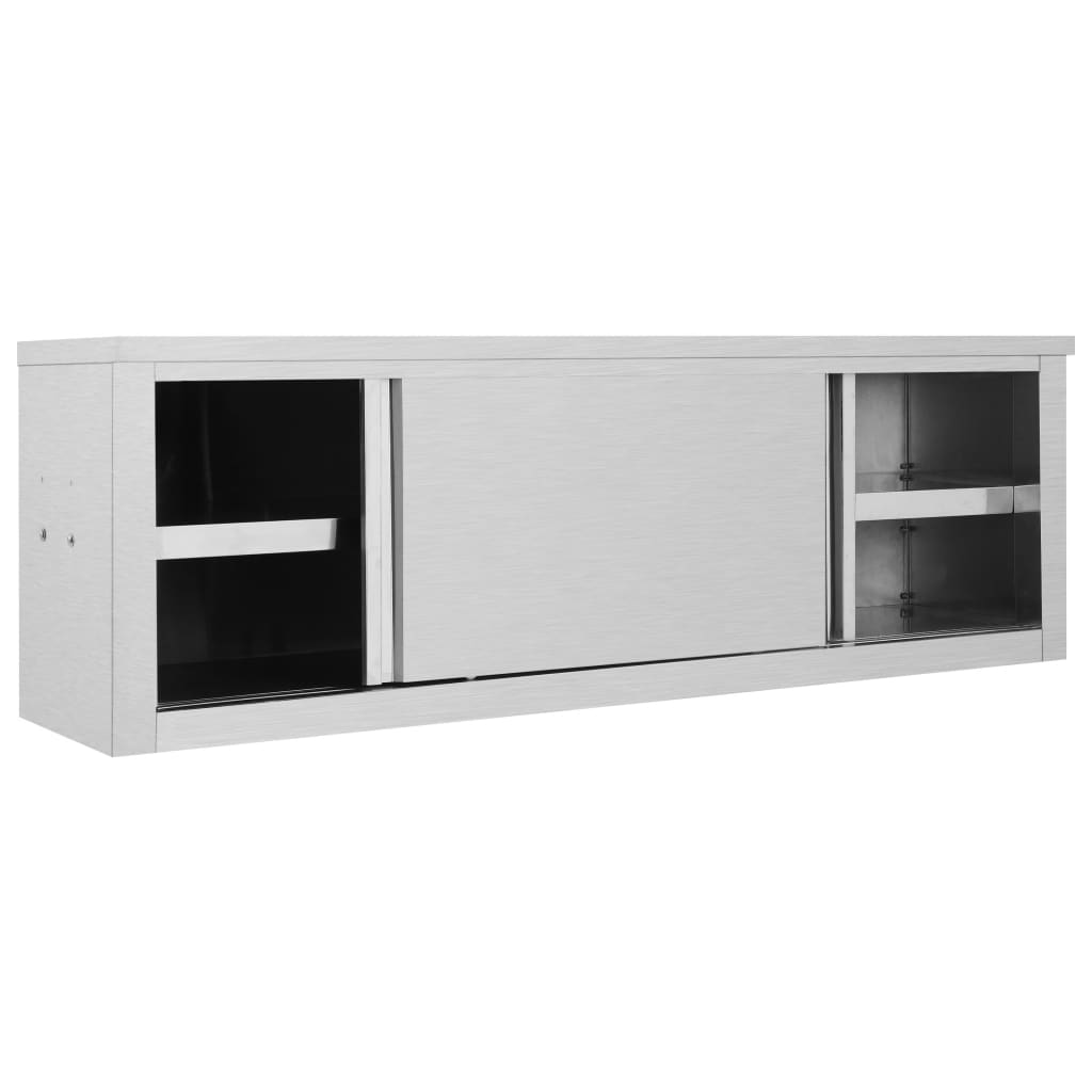 Armadio da Cucina ad Ante Scorrevoli 150x40x50cm Acciaio Inox