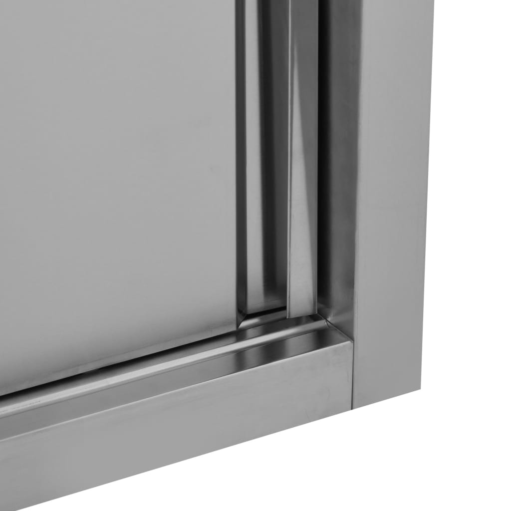 Armadio da Cucina ad Ante Scorrevoli 150x40x50cm Acciaio Inox