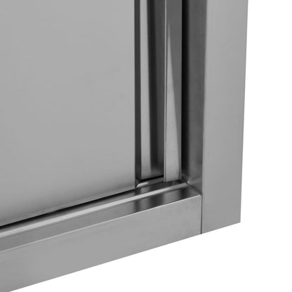 Armadio da Cucina ad Ante Scorrevoli 150x40x50cm Acciaio Inox