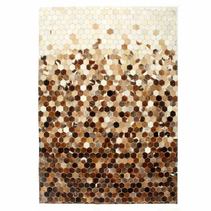 Tappeto in Pelle Patchwork di Vacca Marrone 170 x 120 cm Pelle