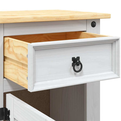 Comodino in Legno di Pino Messicano Corona Bianco 53x39x67 cm - homemem39