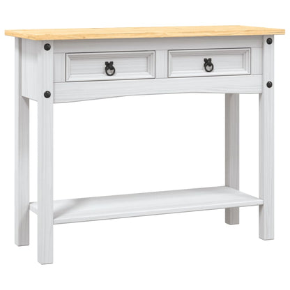 Tavolo Console in Pino Messicano Corona Bianco 90x34,5x73 cm - homemem39