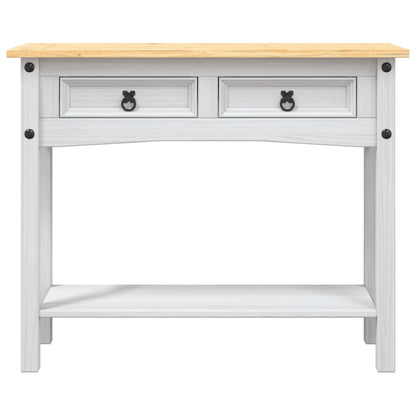 Tavolo Console in Pino Messicano Corona Bianco 90x34,5x73 cm - homemem39