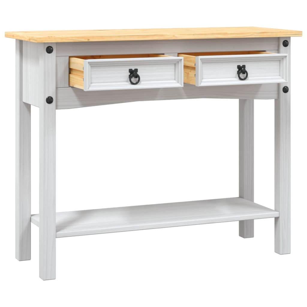 Tavolo Console in Pino Messicano Corona Bianco 90x34,5x73 cm - homemem39