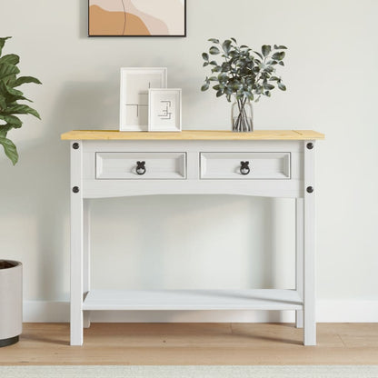 Tavolo Console in Pino Messicano Corona Bianco 90x34,5x73 cm - homemem39