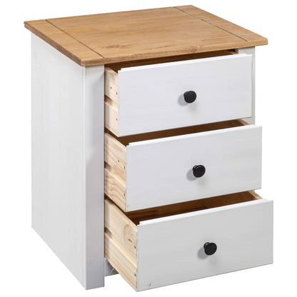 Comodino Bianco 46x40x57 cm in Legno di Pino Panama Range | homemem39