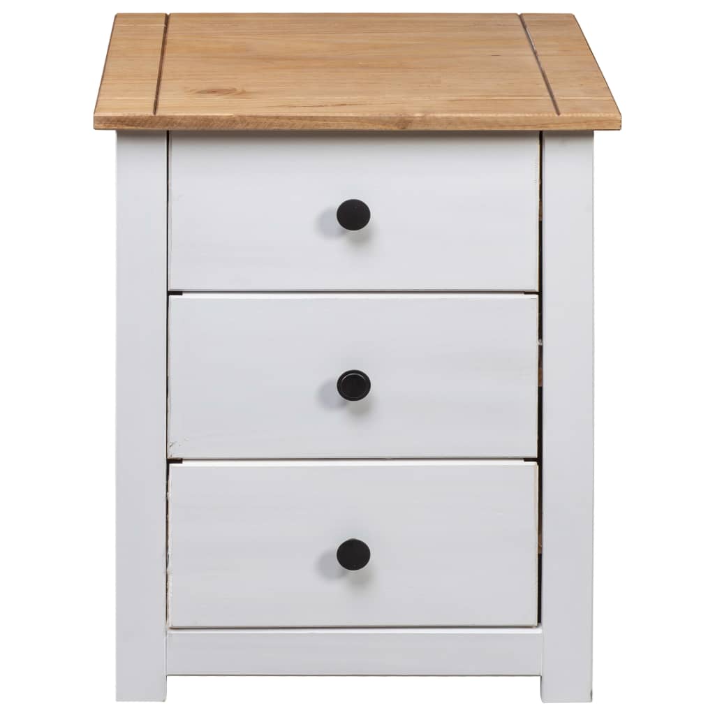 Comodino Bianco 46x40x57 cm in Legno di Pino Panama Range | homemem39