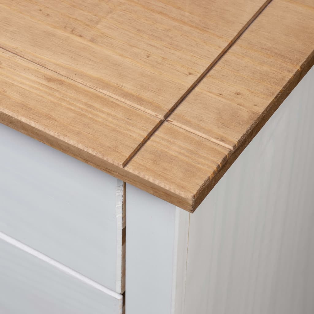Comodino Bianco 46x40x57 cm in Legno di Pino Panama Range