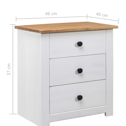 Comodino Bianco 46x40x57 cm in Legno di Pino Panama Range | homemem39
