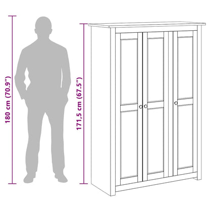 Armadio a 3 Ante 118x50x171,5cm Legno di Pino Panama Range - homemem39