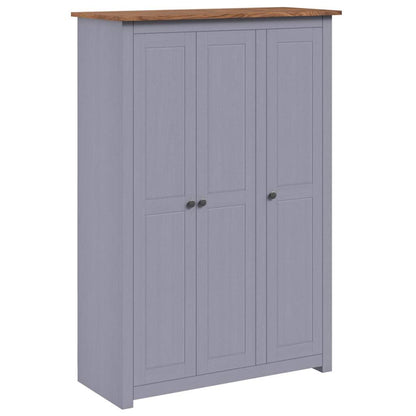 Armadio a 3 Ante Grigio 118x50x171,5cm in Pino Panama Range