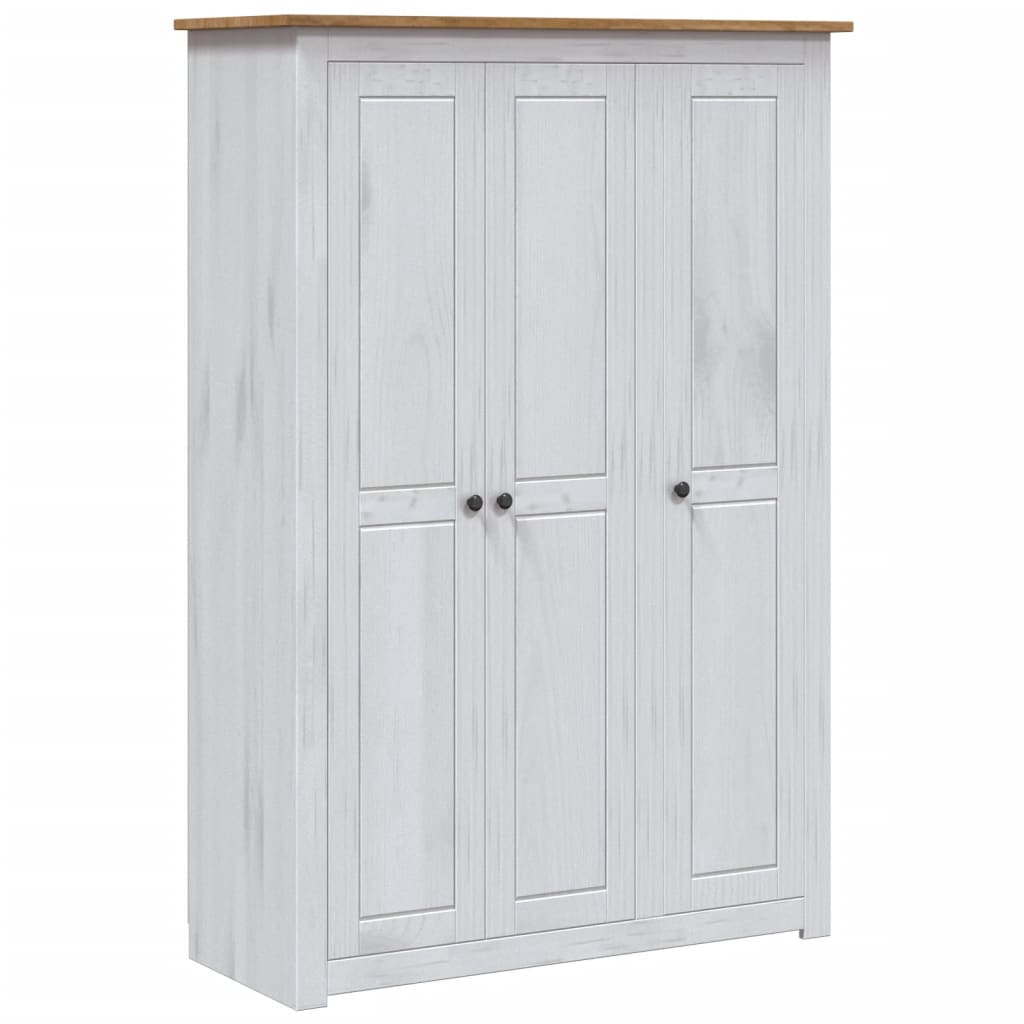 White 3-Door Wardrobe 118x50x171.5cm in Panama Range Pine