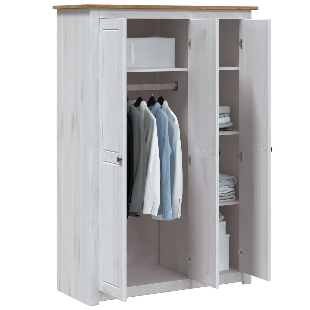 White 3-Door Wardrobe 118x50x171.5cm in Panama Range Pine