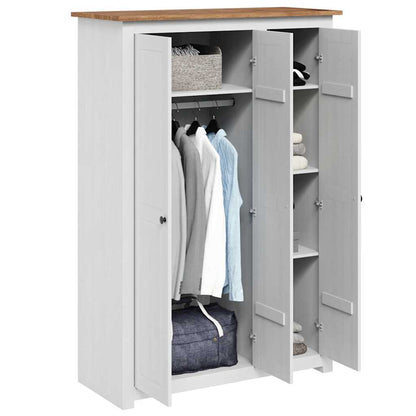 Armadio a 3 Ante Bianco 118x50x171,5cm in Pino Panama Range