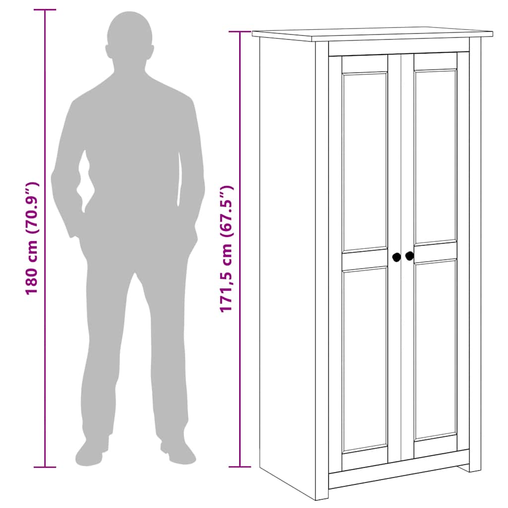 Armadio Grigio 80x50x171,5 cm Legno Massello Pino Panama Range - homemem39