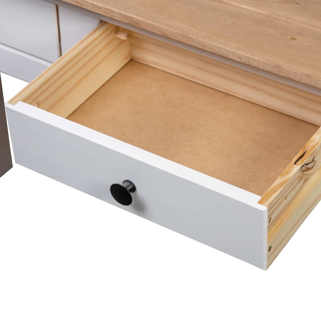 Tavolo Consolle Bianco 110x40x72 cm Legno Massello Pino Panama | homemem39