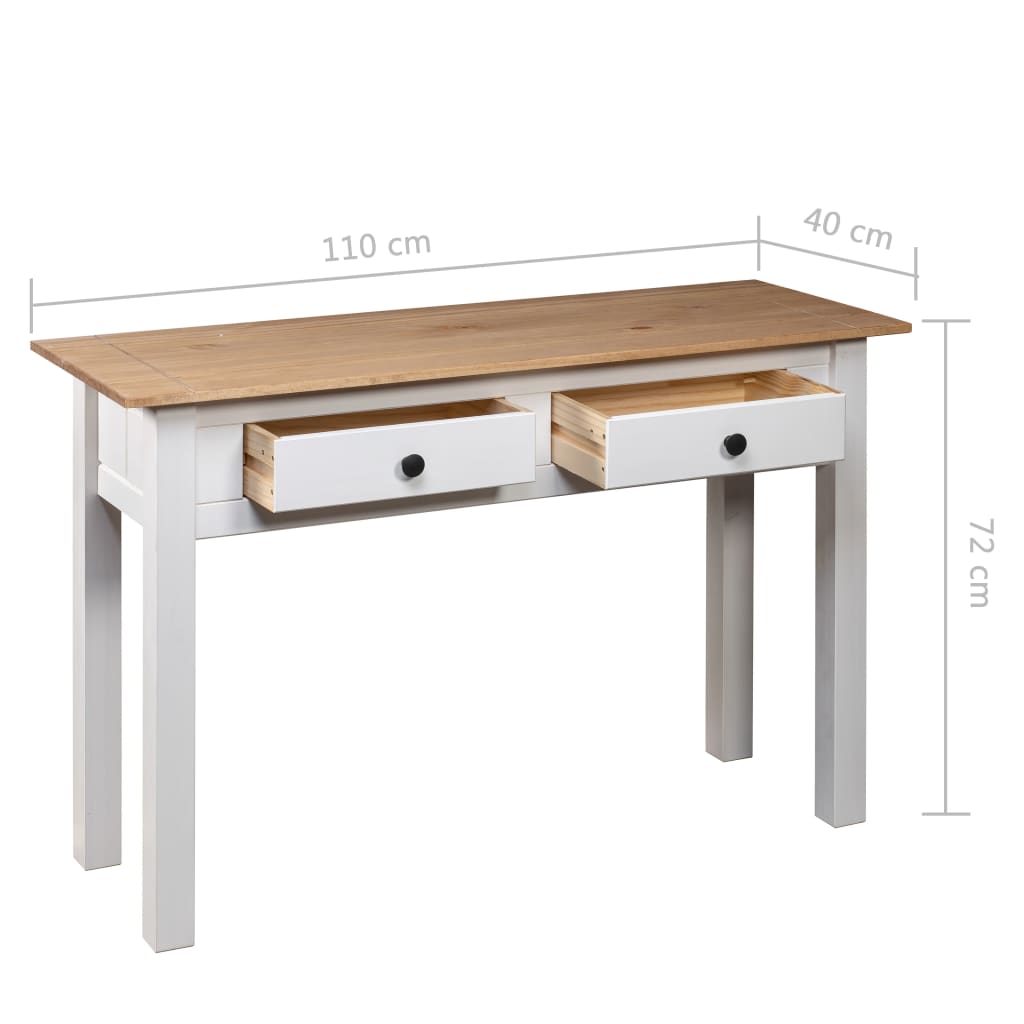 Tavolo Consolle Bianco 110x40x72 cm Legno Massello Pino Panama | homemem39