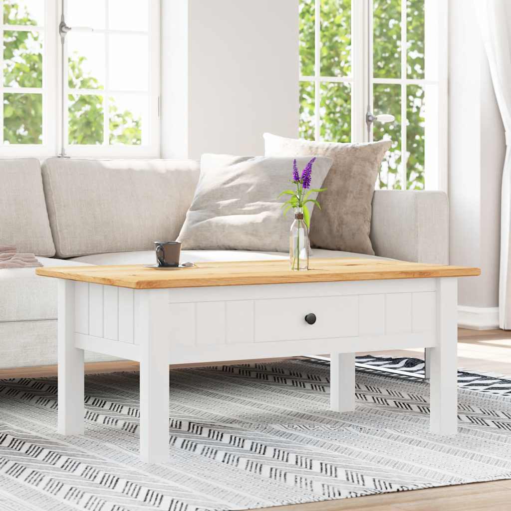 Tavolino Salotto Bianco 100x60x43,5cm Pino Massello Panama Range | homemem39