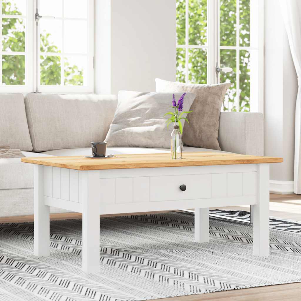 Tavolino Salotto Bianco 100x60x43,5cm Pino Massello Panama Range