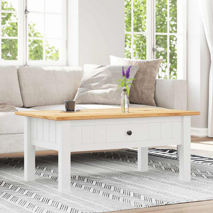Tavolino Salotto Bianco 100x60x43,5cm Pino Massello Panama Range
