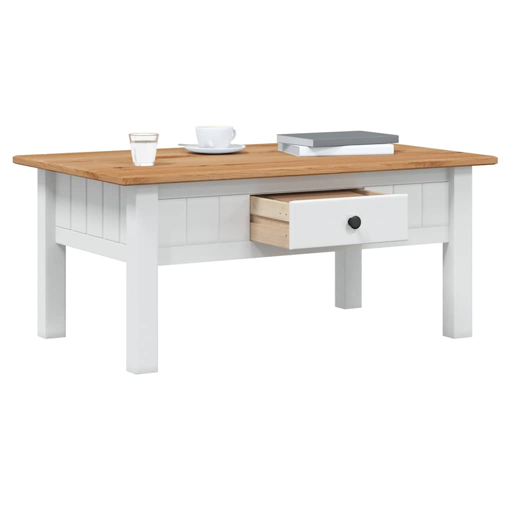 Tavolino Salotto Bianco 100x60x43,5cm Pino Massello Panama Range | homemem39