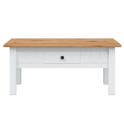Tavolino Salotto Bianco 100x60x43,5cm Pino Massello Panama Range