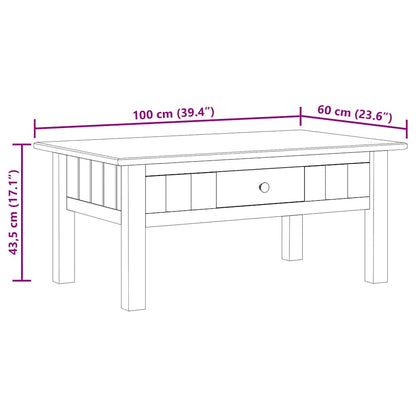 Tavolino Salotto Bianco 100x60x43,5cm Pino Massello Panama Range