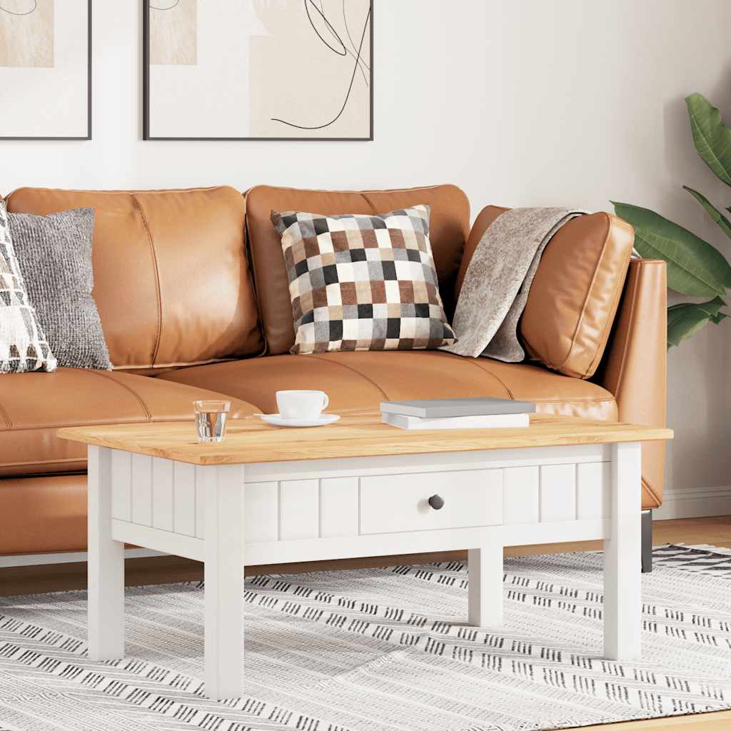 Tavolino Salotto Bianco 100x60x43,5cm Pino Massello Panama Range
