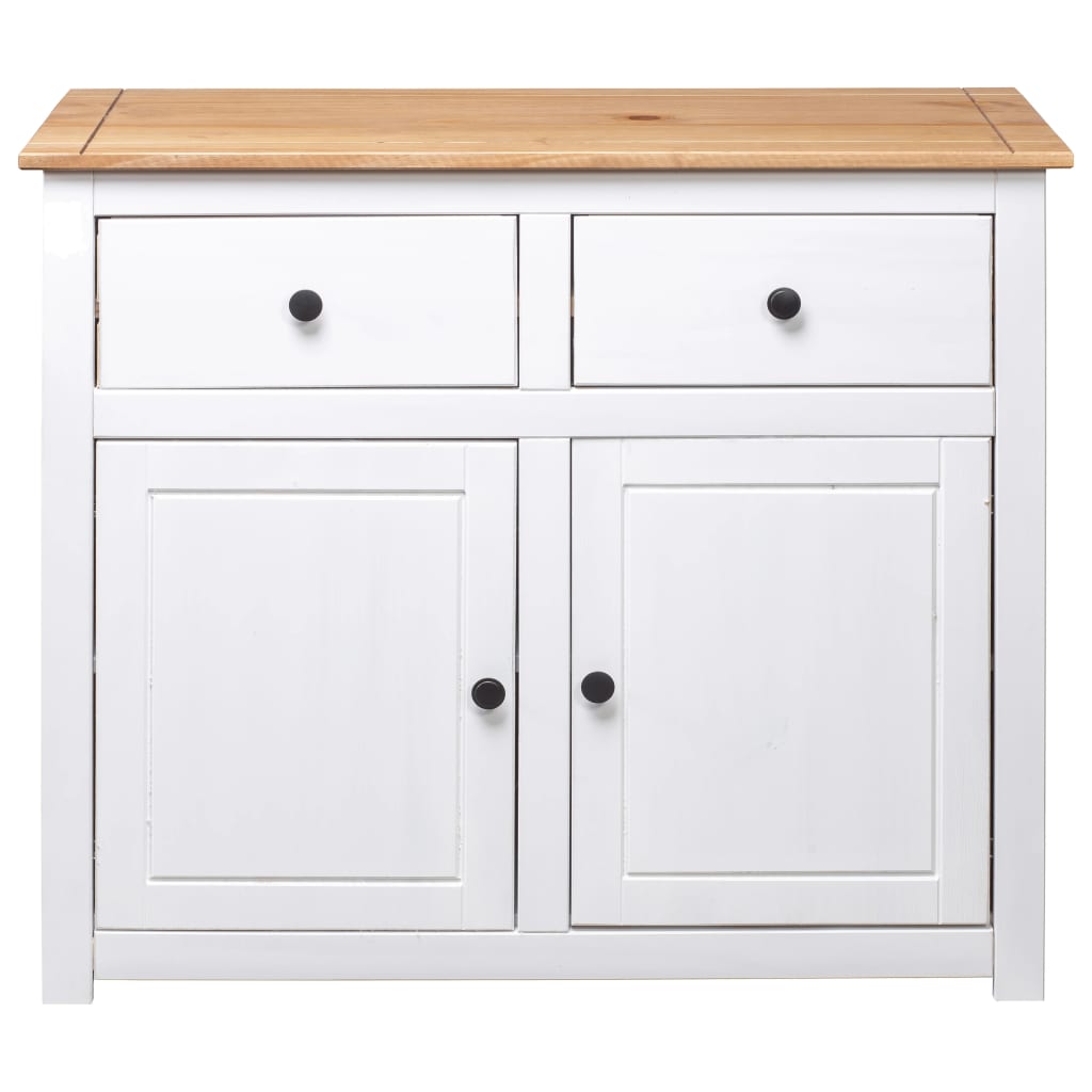 Credenza Bianca 93x40x80 cm in Legno Massello di Pino Panama - homemem39