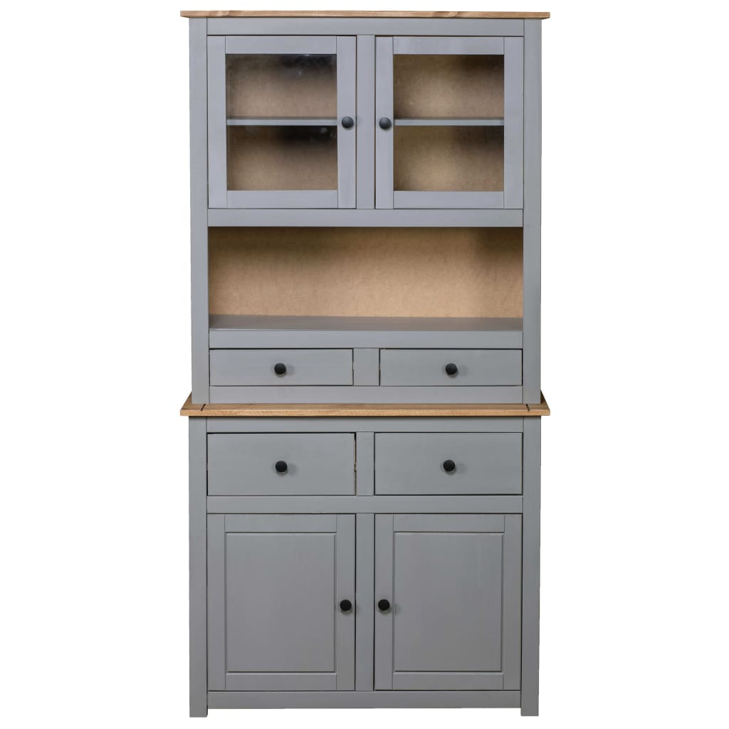 Credenza Grigia 93x40,5x180 cm in Legno Massello di Pino Panama | homemem39